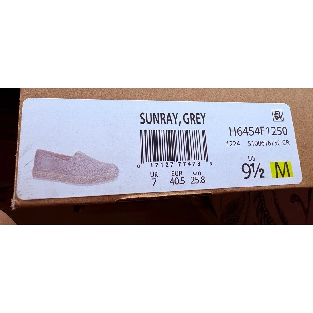 Dr. Scholls Sunray Grey Perforated Espadrille Platform Loafers Mens 9.5M NEW
